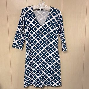 Women’s Navy and White Mahi Gold Shift Dress